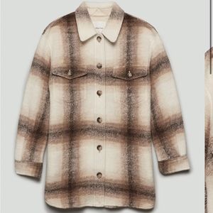 Aritzia Ganna Shirt Jacket BNWT - Warm Beige Plaid